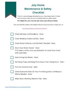 Home Maintenance Check List For July