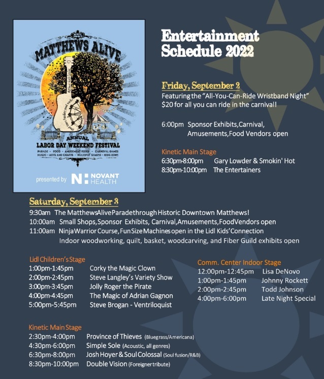 Matthews Alive Festival 2022 Entertainment Schedule