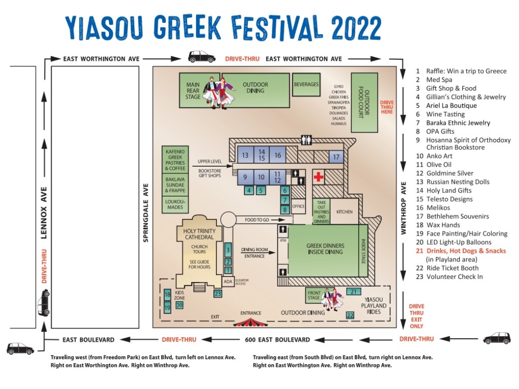 Charlotte's Yaisou Greek Festival 2022 Map